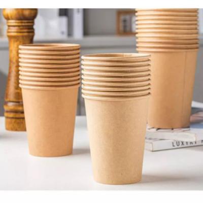 China Recyclable 12oz 350ml Single Wall Matcha Insulated Hot Paper Boba Cup Kraft Coffee Paper Cup for sale