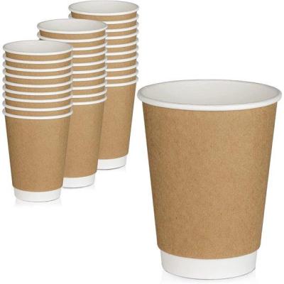 China Biodegradable Logo Paper Cups Wall Coffee Recyclable Custom Printing Disposable Paper Cup 16oz Double Pack for sale