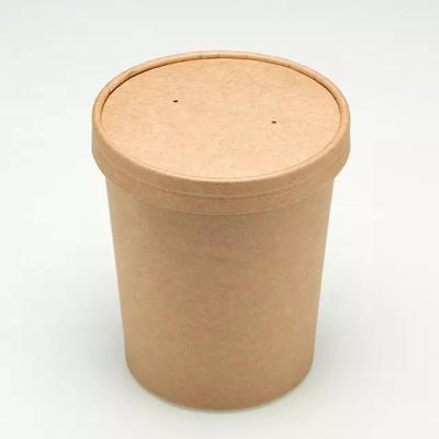 China 90 Ounce Recyclable Eco-Friendly Recyclable Custom 12 Gauge Printing Fast Food Kraft Soup Eco Friendly Disposable Paper Container for sale