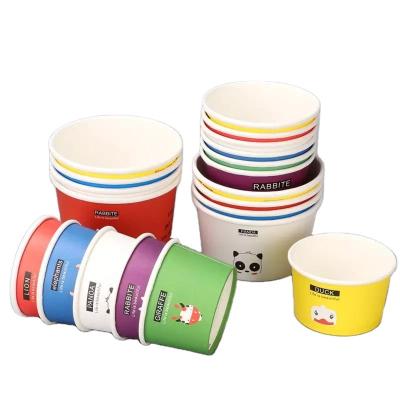 China Recyclable Wholesale Disposable Ice Cream Container Printing Take Away 4oz White Paper Rolls Paper Cups Ice Cream for sale