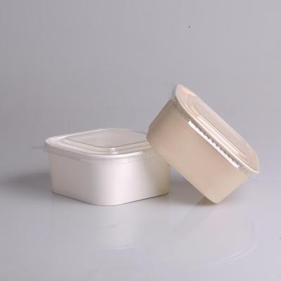 China Waterproof Disposable Biodegradable Square Paper Bowl White Paper 750ml For Hot Noodle Rice Food for sale