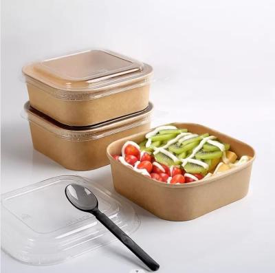 China 750ml Catering Materials 750ml Recycled Disposable Fast Food Food Container Paper Bowl Salad Vegetable Lunch Container for sale