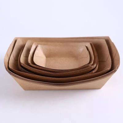 China Recycled Materials Wrapping Paper Factory Directly Customized Disposable Boat Shaped Hot Dog Wrapping Tray Take Away Food Paper Packaging Baking Trays For Cake for sale