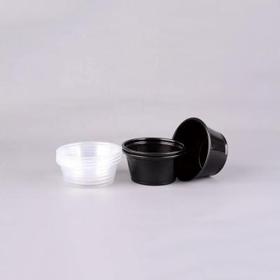 China PP Clear Black Disposable Sauce Cup Food Sauce Container Stocked Plastic Bowl With Lid for sale