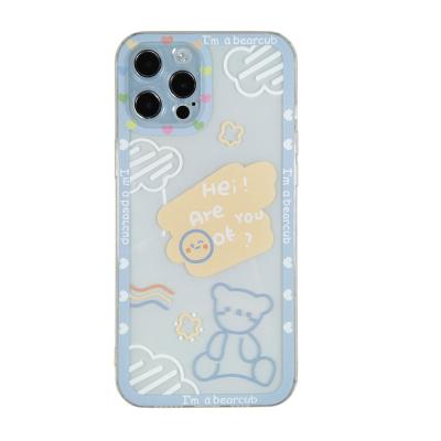 China Perfect Grip Shine Proof New Products Lines Cloud Girly Designed Wholesale Bear Phone Case For iPhone X XS XS 11 12 13 14 Pro Max Max for sale