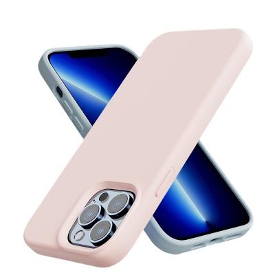 China New Fashion Thickened Hole Thin Liquid Silicone Cell Phone Mobile Case Shockproof For iPhone 14 13 12 pro Max Cover for sale