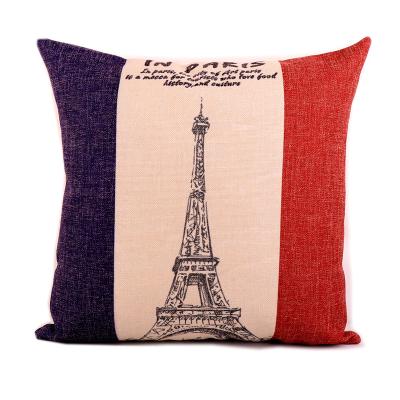 China Vintage 18x18inches American Flag Pillow Case Cotton Linen Portable Square Outdoor Cushion Covers for sale