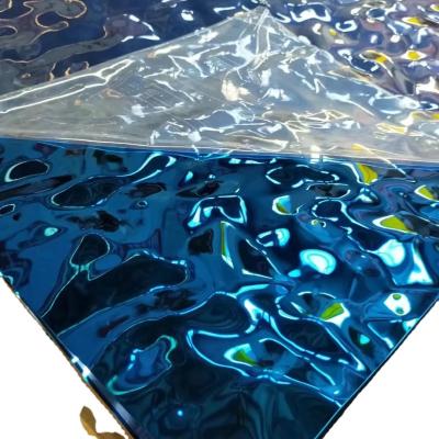 China Water Ripple Color Mirror Embossed Plate for Hotel Villa Ceiling Curtain Wall in Stainless Steel for sale