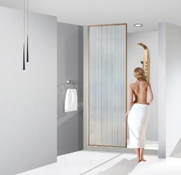 China One Piece Rose Gold Stainless Steel Shower Enclosure for Corner Installation 90cm for sale