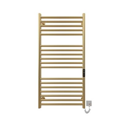 China Gold Wall Mount HEATED Towel Warmer with Sleek Round Tube Design and Free Standing Option for sale