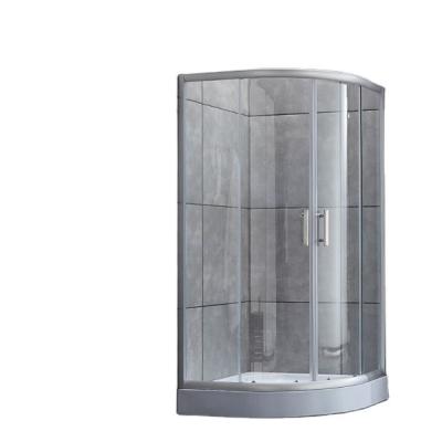 China Simple Modern Shower Door with Half Round Sliding Enclosure and Ceramic Tray Material for sale