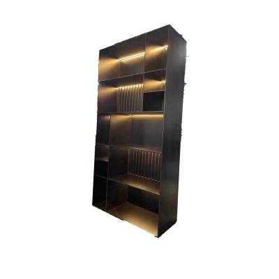 China Antique Style Wooden Wine Cabinet Bar with Glass Display and Stainless Steel Wine Rack for sale