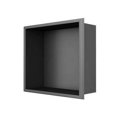 China Waterproof 304 Stainless Steel Bathroom Wall Niche Single Shower Shelf for Black Box for sale