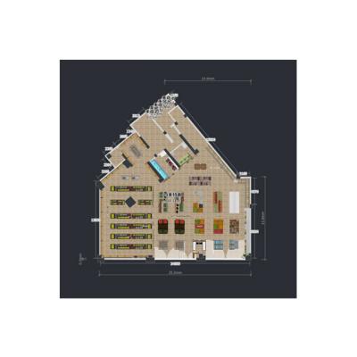 China Supermarket Custom Layout Floor Plan Modern Freezer Interior Design ZD for sale