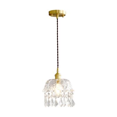 China Retro small brass glass pendant light bedside balcony aisle modern simple modern crystal hallway light lamp for sale