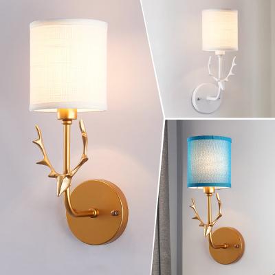 China American Simple Modern Golden Antler Head Deer Wall Lamp Bedroom Bedside Stair Aisle Living Room Wall Lamp for sale