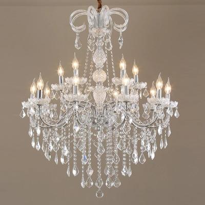 China Modern European Style Wrought Iron Hotel Decorative Candle Lights Duplex Floor Stairs Living Room Chandeliers Dining Room Bedroom Lamps for sale