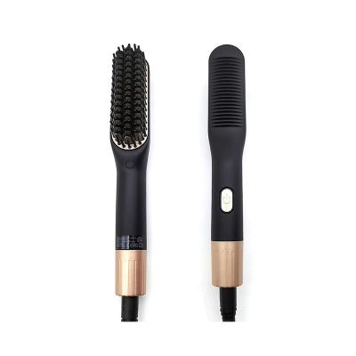 China Technology OEM Factory Ionic Hair Styling PTC Heat Straightening Brush Portable Men's Beard Straightening Brush for sale