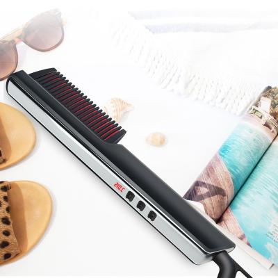 China Steam+Infrared Hair Straightening Brush Hair Straightener Comb Portable Ceramic Heater No Frizz Silky Straightening Irons Brush Anti Scald for sale