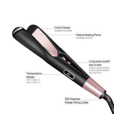 China Wholesale Custom Fit Private Label Safety Box Iron LCD Electric Straightening Curling Hair Irons Titanium Iron Flat for sale