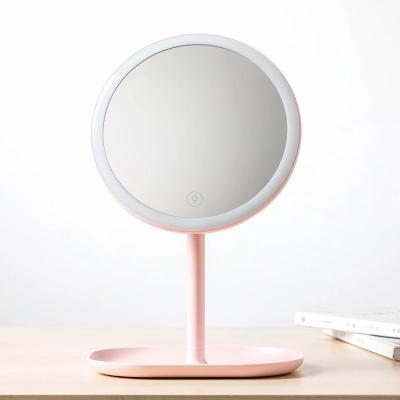 China Compact Top Stand Table Lighted Single Makeup Mirror for Bedroom Makeup Dressing Table Mirror with 5x Magnifier Led for sale