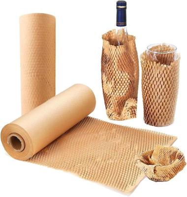 China Anti-Curl Protective Cushioning Customized Size 10M 50CM Filling Buffer Packaging Roll Black White Brown Kraft Wrap Honeycomb Paper for sale