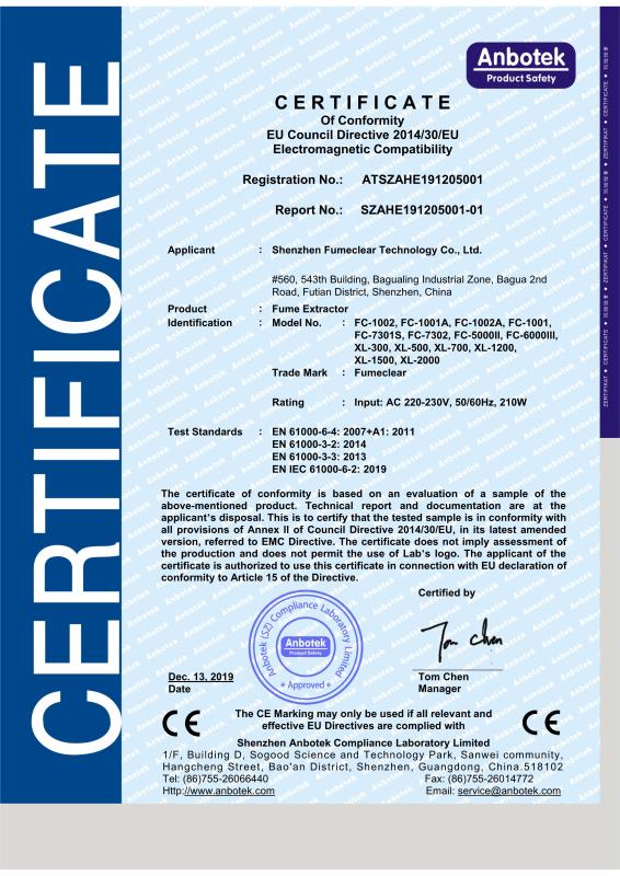 CE - Shenzhen Fumeclear Technology Co, Ltd.