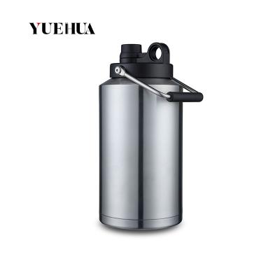 China 64 Ounce Beer Keg Flask Double Wall Empty Business Insulated Stainless Steel Picnic Water Bottle for sale