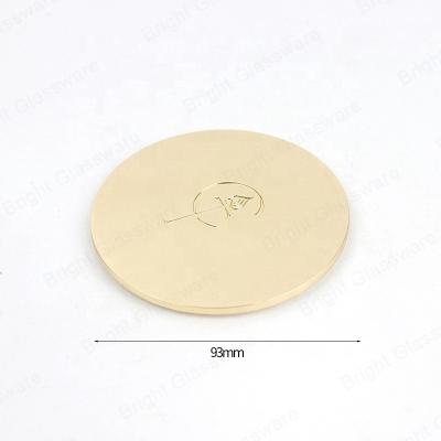 China Non-Refillable OEM ODM High Quality Custom Engraved Logo Metal Zinc Alloy Candle Jar Cup Embossed Glass Lid Size Shiny Gold Color for sale