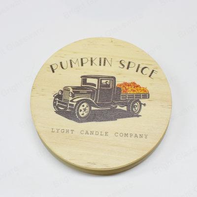 China Custom LOGO Wooden Lids For Jars Glass Non Refillable UV Colored Printing Custom Container With Wooden Lid for sale