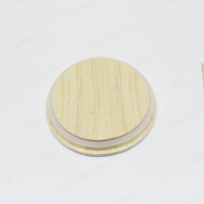 China Bulk Non-refillable Ring Wooden Candle Lids Glass Lid Silicone Tumbler Glass Jars Wood for sale