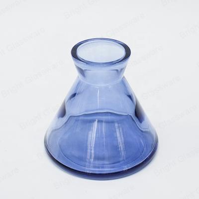 China Custom Empty Blue Black Glass Reed Diffuser Bottle Fashionable Unique Design for Home Decoration for sale