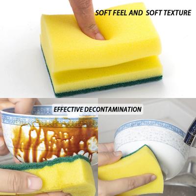 China Kitchen Cleaning Kitchen Cleaning Sponge Scrubbers Green Handle Pad Scouring Cleaning Dish Easy Washing Sponge For Doing Housework for sale