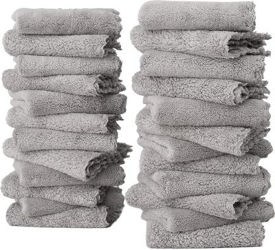 China Dish Cloths Quick-Drying Kitchen Towels Coral Fleece Reusable Cleaning Gray Sustainable Absorbent Dishcloths Set For Housekeeping for sale