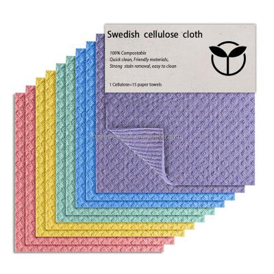 China Reusable Biodegradable Absorbent Stocked Cellulose Sponge Cloth Cellulose Sponge Cloth Dish Cloth For Doing Kitchen Cleaning Housework for sale