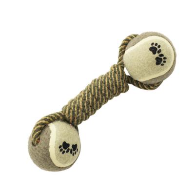 China Sustainable Tennis Cotton Handmade Toy Dumbbell Dog Toy Pet Rope Cotton Toys for sale