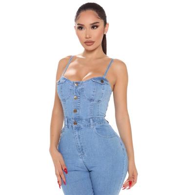 China 2022 Europe and America Amazon Amazon Summer High Elastic Denim Overalls Breathable Women's Casual Nightclubs for sale