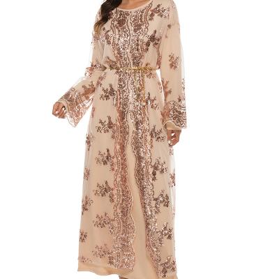 China 2022 New Dubai High-density Middle East Multi-border Embroidery Bead Anti-static Muslim Long Dresses for sale