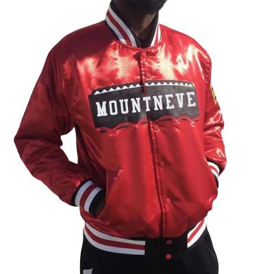 China Logo Support Men Polyester Shell Casual Applique Letterman Decoration Custom Men's Baseball Satin Bomber Jacket Reversible College Jacket for sale