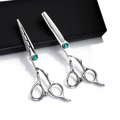 China Thinning Scissors 6.0 Inch Green Diamond 3 Holes Fashion Hair Scissors Flat Tooth Hair Scissors Beauty Design Barber Green Scissors for sale