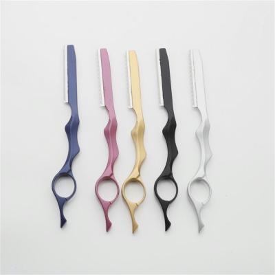 China Hair Cutter Scissors 17.5CM Stainless Steel Blade Safety Stainless Steel Color Razor Single Blades Straight Hair Thinning Razors for sale