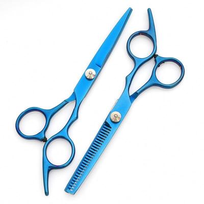 China Thinning Scissors 6.0 Inch black-blue New Fashion Design Beauty Barber Scissors Flat Scissors Tooth Hair Scissors for sale