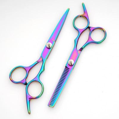 China Thinning Scissors 6.0 Inch black-blue New Fashion Design Beauty Barber Scissors Flat Scissors Tooth Hair Scissors for sale