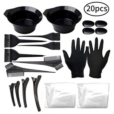 China Plastic 20 Pcs/Set Black Plastic Hair Dye Salon Hair Coloring Combo Dye Tool Kit for sale