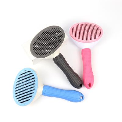 China Hot Sale Household Self-cleaning Pet Comb Stocked Cleaning Dog Cat Clean Hair Needle Comb Remove Comb for sale