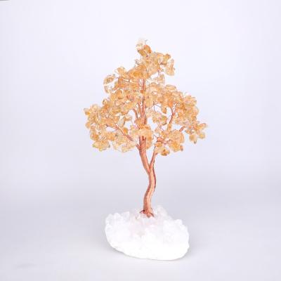 China Handwoven Tree Citrin White Crysta Top Quality Thread Tree Crystal Base Clusters Healing Crystal Real Stone China For Gift for sale