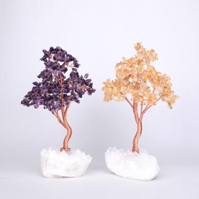 China White Crystal Clusters Spirit Tree Amethyst Wire Crysta Tree Base Healing Crystal China Real Stone For Gift for sale