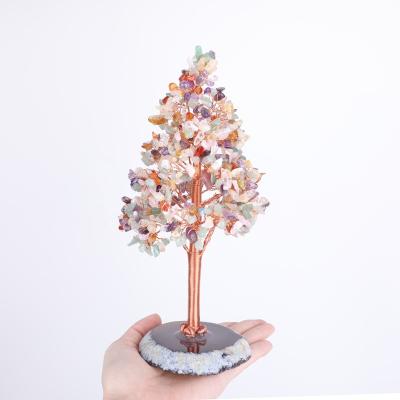 China Hot Sale Natural Lucky Tree Money Tree Christmas Decoration For Crystal Agate Slice Base Crystal 7 Chakra Stone China Tree for sale