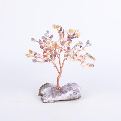 China Wholesale Natural Stone Energy Crystal Tree For Home Gemstone Decorations From China Crystal Amethyst Cluster Base Quartz 7 Chakra for sale