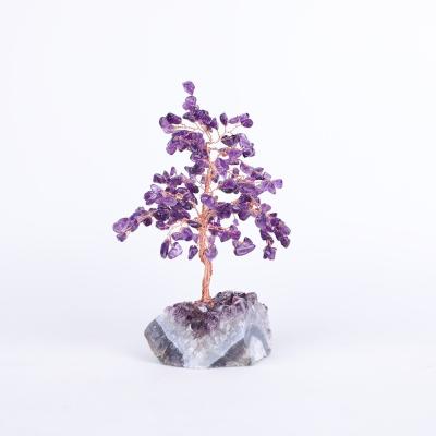 China Hot Sale Natural Stone Lucky Gem Stone Money Tree from China Crystal Amethyst Cluster Base Quartz AmethystMax for Home Decorations for sale